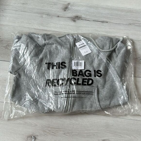 COTTON ON Crop Cotton Blend Zip-Up Hoodie Heather Grey  SP NWT in packaging - Picture 4 of 6